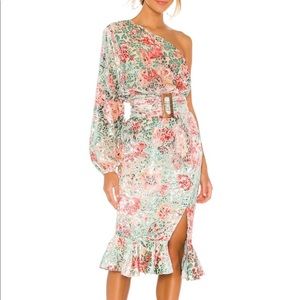 HEMANT AND NANDITA OLIVIA MIDI DRESS IN SAGE GREEN